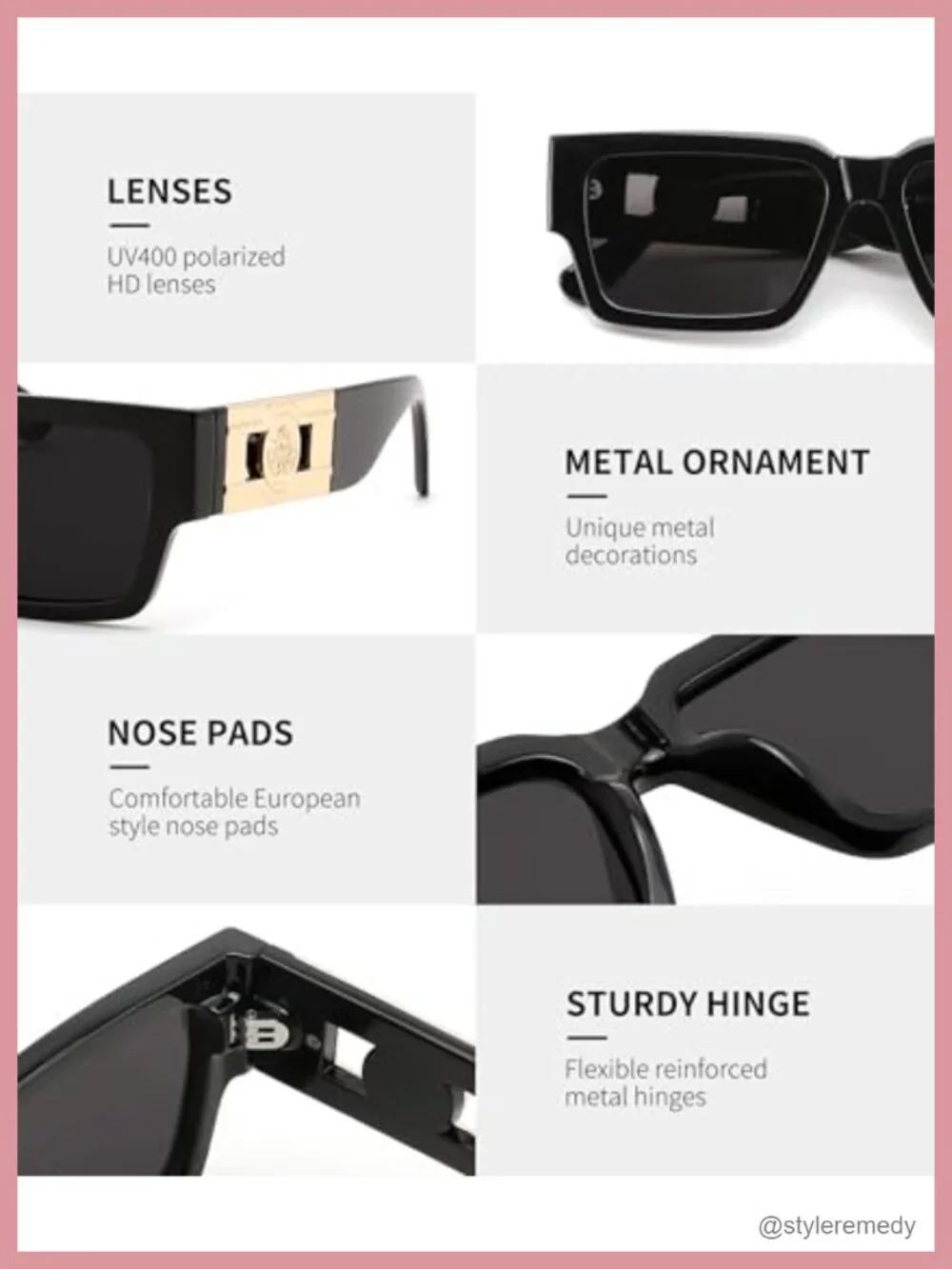 Retro Square Polarized Sunglasses with UV400 Protection